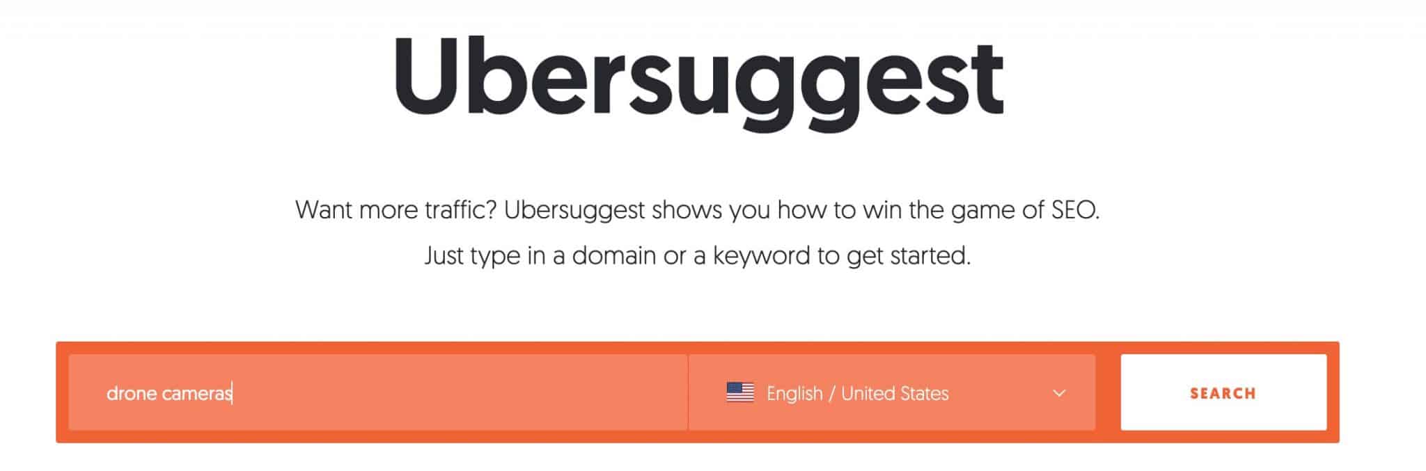 Truy cập Ubbersuggest. Nhập ý tưởng ngách của bạn và nhấn tìm kiếm