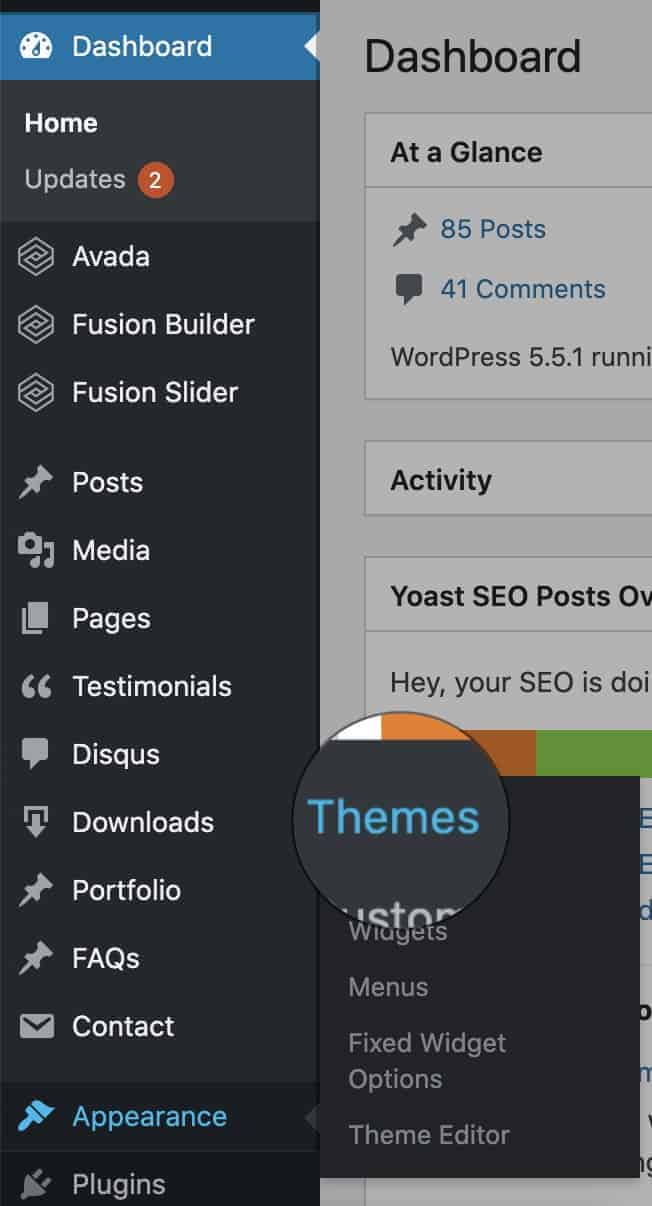 menu giao diện trong trang quản trị của wordpress menu giao diện trong trang quản trị của wordpress