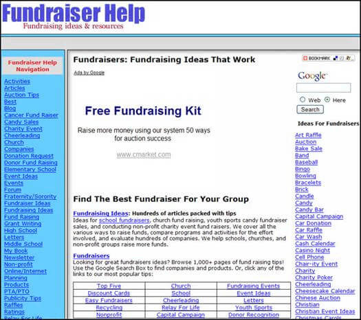 Trang chu cua fundraiserhelp.com qua khu