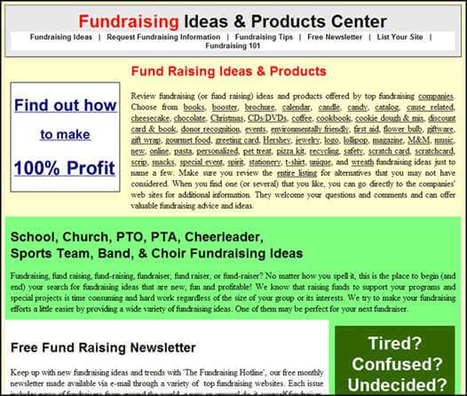 Trang chu cua fundraising ideas.org qua khu